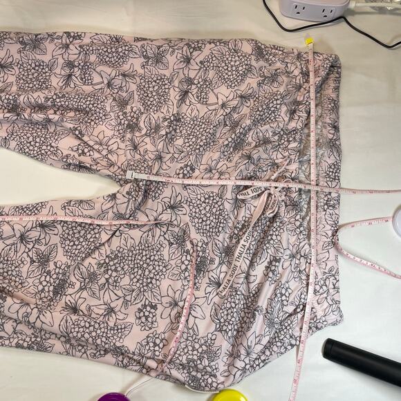 Thalia Sodi Women's XL Pink Floral Pajama Set Short Sleeve Button Up Long Pants - Picture 9 of 9